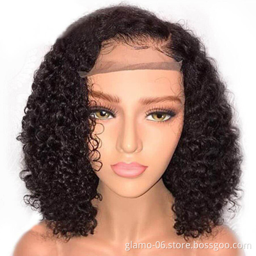 Short Curly Lace Wig Human Hair Bob Cut 13*4 4*4 Frontal Wigs With Baby Hair Virgin Brazilian Bob Curly Lace Front Wig